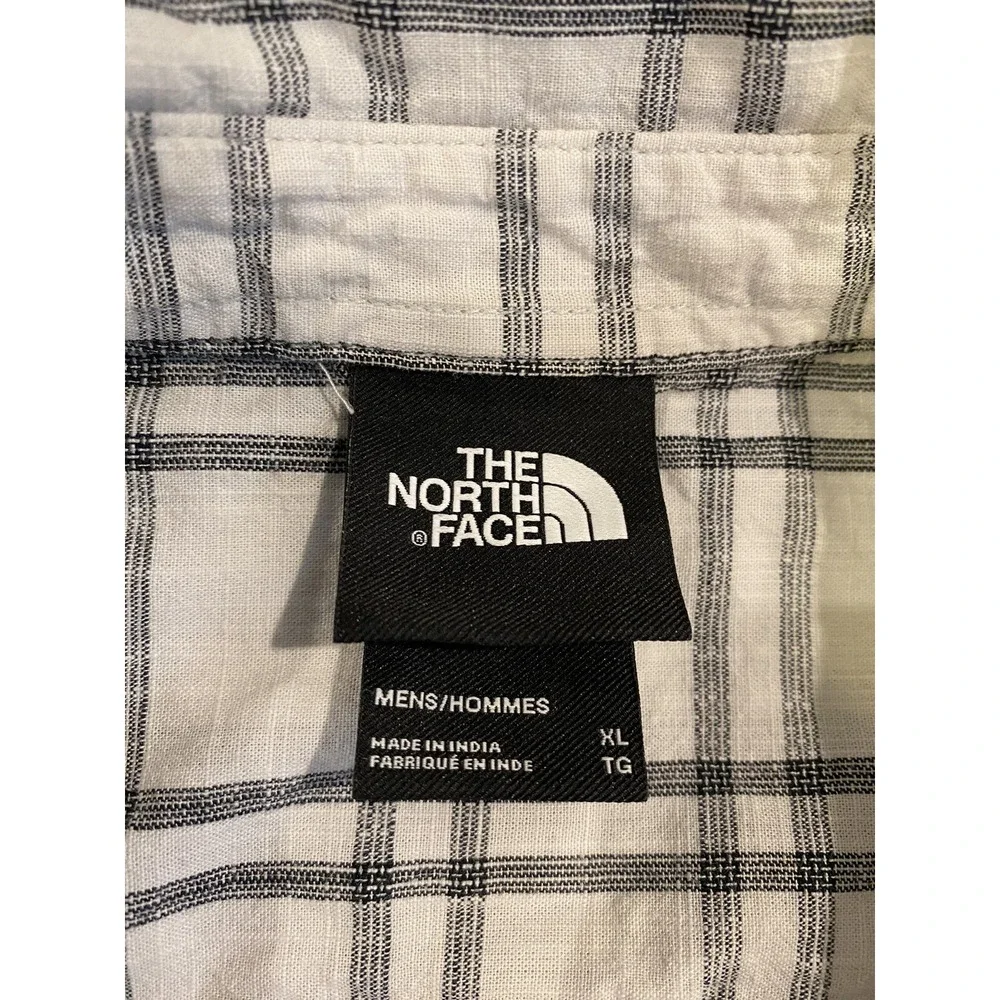 The North Face Shirt Mens Large Short Sleeve Button Up Casual Plaid White XL